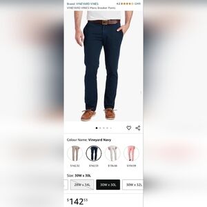 VINEYARD VINES Mens Breaker Pants, Vineyard Navy, 30x30, NWT